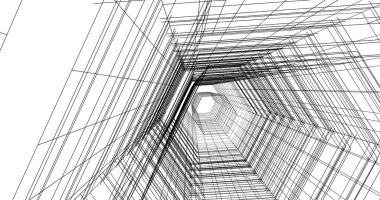 Arkaplanda mimari bina 3d illüstrasyon