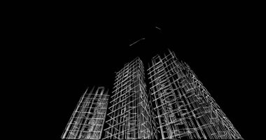 Mimari sanat konseptinde soyut çizgiler, minimum geometrik şekiller. 