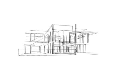 Mimari sanat konseptinde soyut çizgiler, minimum geometrik şekiller. 