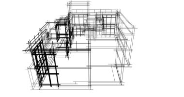 Mimari sanat konseptinde soyut çizgiler, minimum geometrik şekiller. 