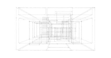 Arkaplanda mimari bina 3d illüstrasyon