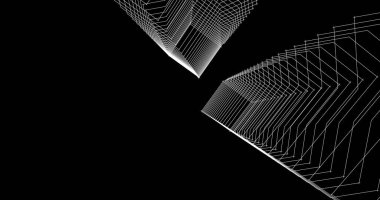 Mimari sanat konseptinde soyut çizgiler, minimum geometrik şekiller. 