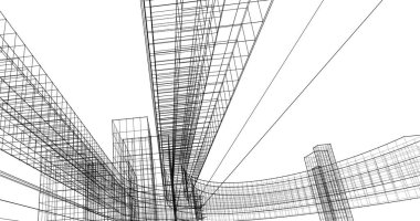 Mimari sanat konseptinde soyut çizgiler, minimum geometrik şekiller. 