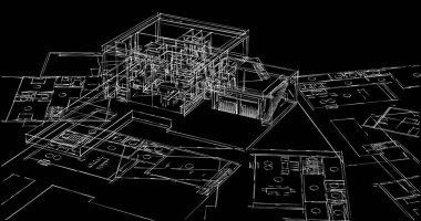 Mimari sanat konseptinde soyut çizgiler, minimum geometrik şekiller. 