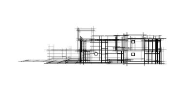 Arkaplanda mimari bina 3d illüstrasyon