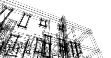 Mimari sanat konseptinde soyut çizgiler, minimum geometrik şekiller. 