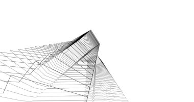 Mimari sanat konseptinde soyut çizgiler, minimum geometrik şekiller. 