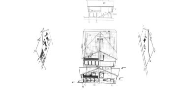 Mimari sanat konseptinde soyut çizgiler, minimum geometrik şekiller. 
