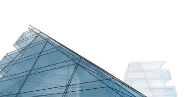 Mimari sanat konseptinde soyut çizgiler, minimum geometrik şekiller. 