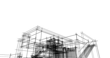 Mimari sanat konseptinde soyut çizgiler, minimum geometrik şekiller. 