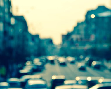 Bulanık şehir. Renkli soyut arkaplan