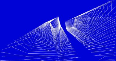 Mimari sanat konseptinde soyut çizgiler, minimum geometrik şekiller. 