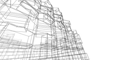 Mimari sanat konseptinde soyut çizgiler, minimum geometrik şekiller. 