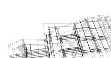 Mimari sanat konseptinde soyut çizgiler, minimum geometrik şekiller. 