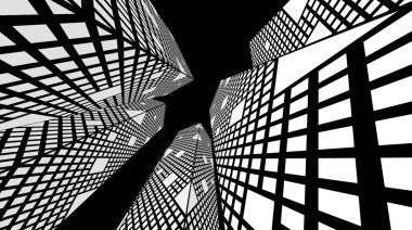 Arkaplanda mimari bina 3d illüstrasyon