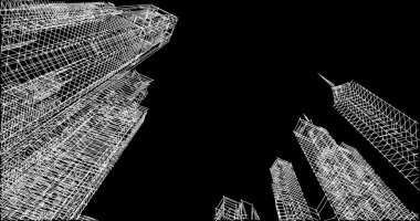 Mimari sanat konseptinde soyut çizgiler, minimum geometrik şekiller. 