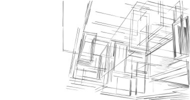 Mimari sanat konseptinde soyut çizgiler, minimum geometrik şekiller. 