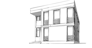 Arkaplanda mimari bina 3d illüstrasyon