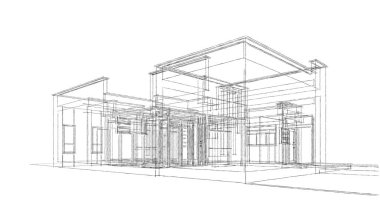 Mimari sanat konseptinde soyut çizgiler, minimum geometrik şekiller. 