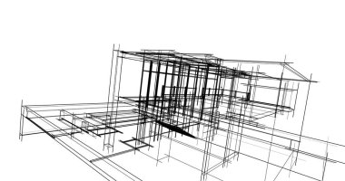 Arkaplanda mimari bina 3d illüstrasyon