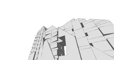 Arkaplanda mimari bina 3d illüstrasyon,