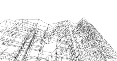 Arkaplanda mimari bina 3d illüstrasyon,