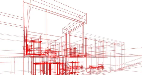 Abstrakte Zeichnungslinien Architektonischen Kunstkonzept Minimale Geometrische Formen — Stockfoto