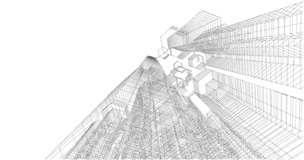 Arkaplanda mimari bina 3d illüstrasyon