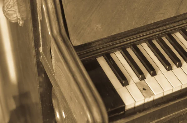 Vintage Piano Detailní Záběr Konceptuální Umění Pozadí — Stock fotografie