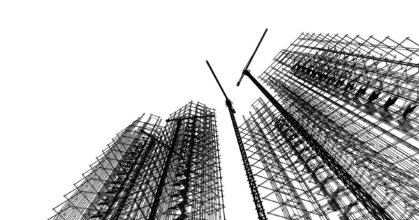 Mimari sanat konseptinde soyut çizgiler, minimum geometrik şekiller. 