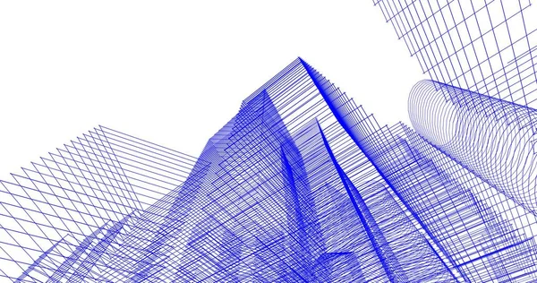 Arkaplanda mimari bina 3d illüstrasyon