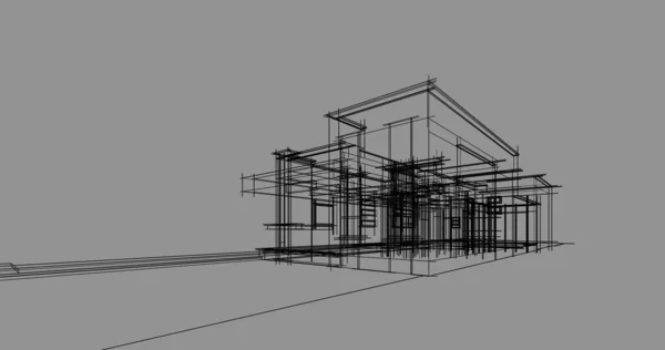 Abstrakcyjne Linie Rysunku Koncepcji Sztuki Architektonicznej Minimalne Kształty Geometryczne — Zdjęcie stockowe