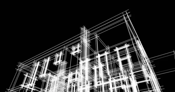 Líneas Abstractas Dibujo Concepto Arte Arquitectónico Formas Geométricas Mínimas — Foto de Stock