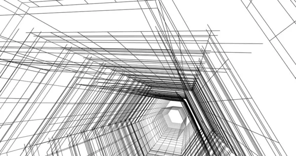 Arkaplanda mimari bina 3d illüstrasyon