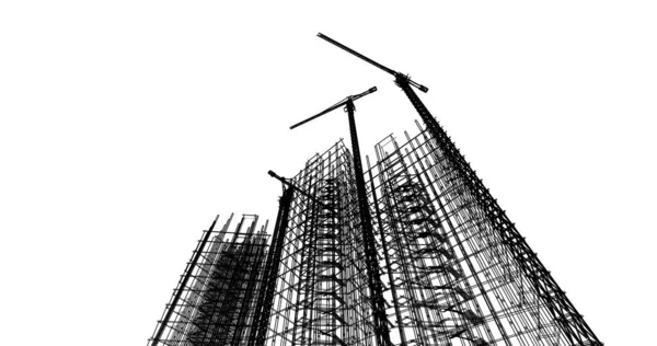 Mimari sanat konseptinde soyut çizgiler, minimum geometrik şekiller. 