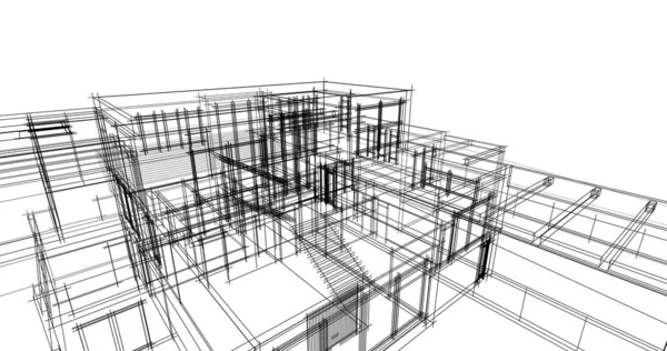 Arkaplanda mimari bina 3d illüstrasyon