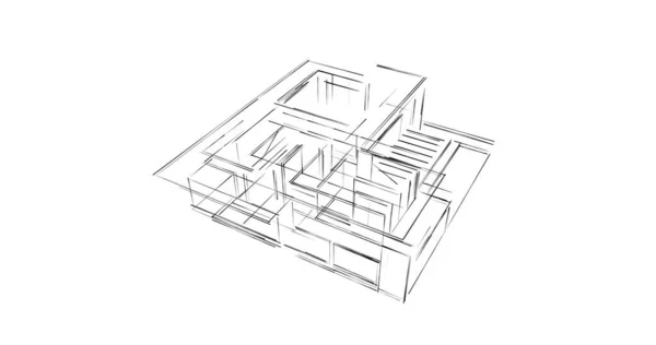 Mimari Sanat Konseptinde Soyut Çizgiler Minimum Geometrik Şekiller — Stok fotoğraf