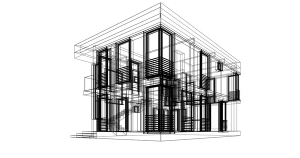 Architektura Budynek Ilustracja Tle — Zdjęcie stockowe