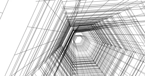 Arkaplanda mimari bina 3d illüstrasyon