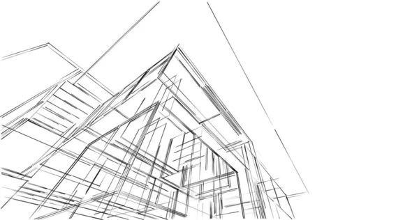 Lignes Dessin Abstraites Dans Concept Art Architectural Formes Géométriques Minimales — Photo