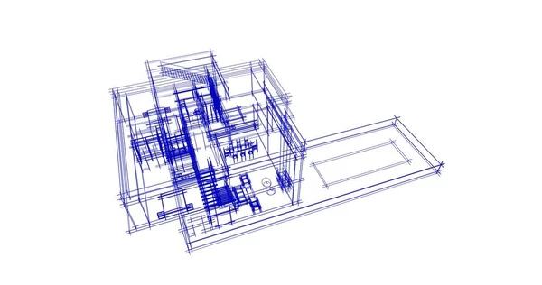 Abstraktní Kreslicí Čáry Architektonickém Pojetí Minimální Geometrické Tvary — Stock fotografie