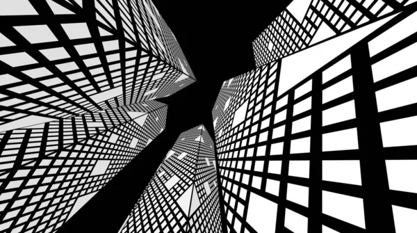 Arkaplanda mimari bina 3d illüstrasyon