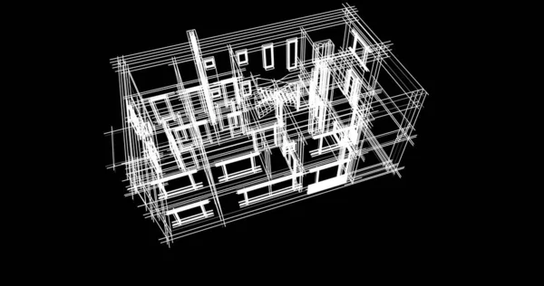 Abstraktní Kreslicí Čáry Architektonickém Pojetí Minimální Geometrické Tvary — Stock fotografie