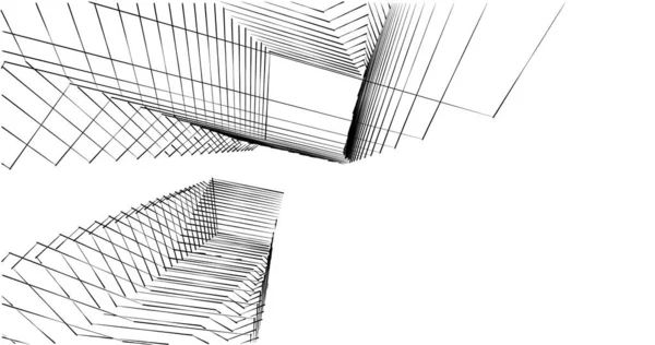 Abstrakcyjne Linie Rysunku Koncepcji Sztuki Architektonicznej Minimalne Kształty Geometryczne — Zdjęcie stockowe