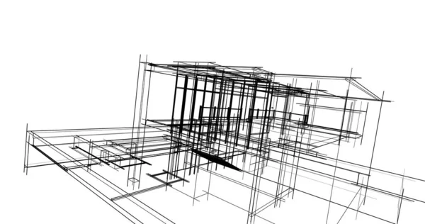 Arkaplanda mimari bina 3d illüstrasyon
