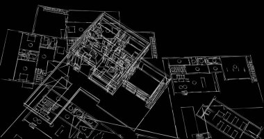 Mimari sanat konseptinde soyut çizgiler, minimum geometrik şekiller. 