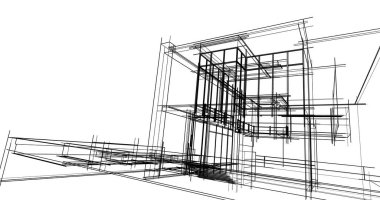 Arkaplanda mimari bina 3d illüstrasyon