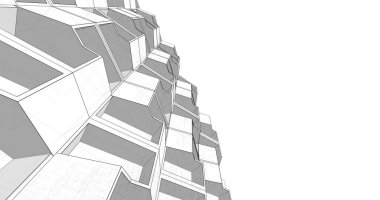 Mimari sanat konseptinde soyut çizgiler, minimum geometrik şekiller. 