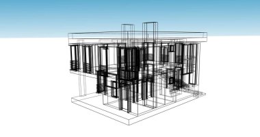 Mimari sanat konseptinde soyut çizgiler, minimum geometrik şekiller. 