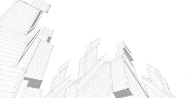 Mimari sanat konseptinde soyut çizgiler, minimum geometrik şekiller. 
